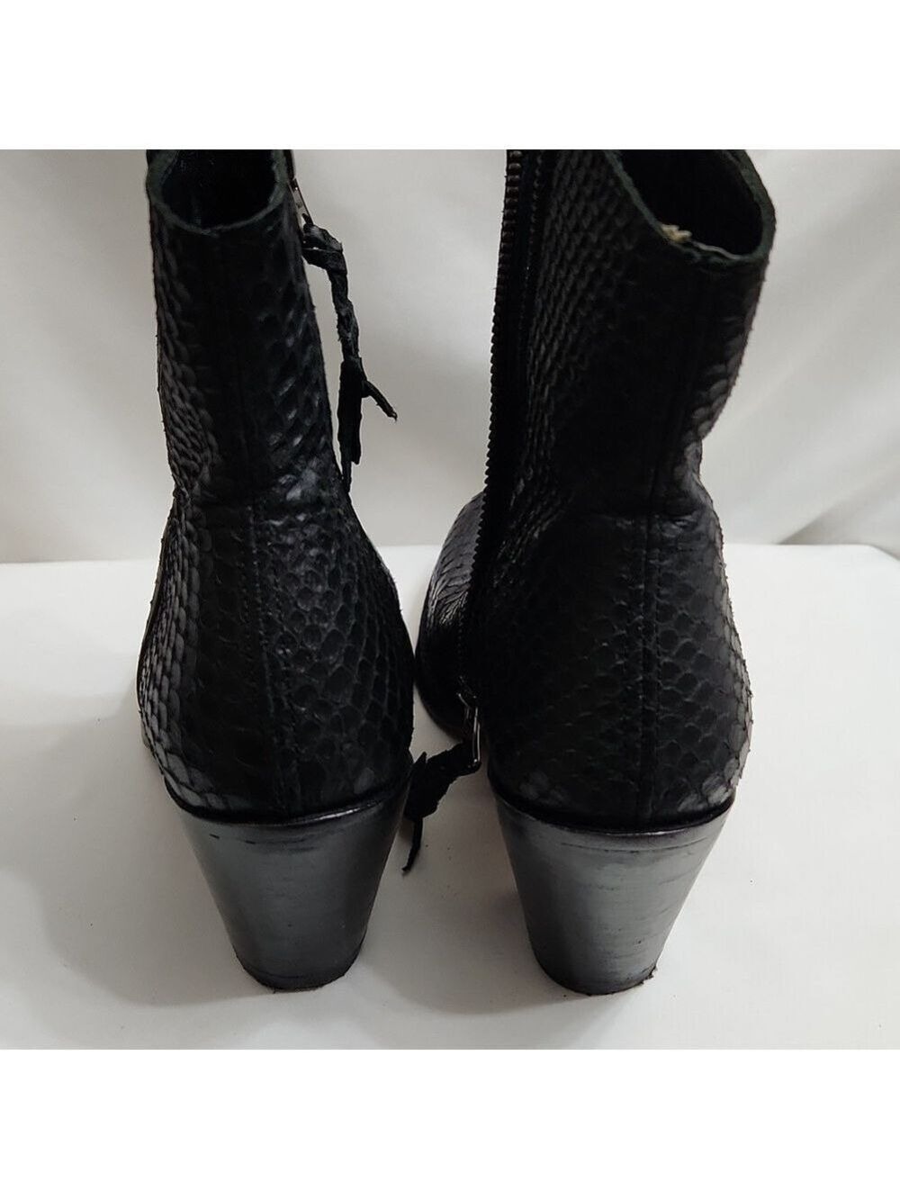 Penelope Chilvers Kalahari Snakeskin Heeled Black Leather Ankle Boots (W Siz 38) - Picture 6 of 14